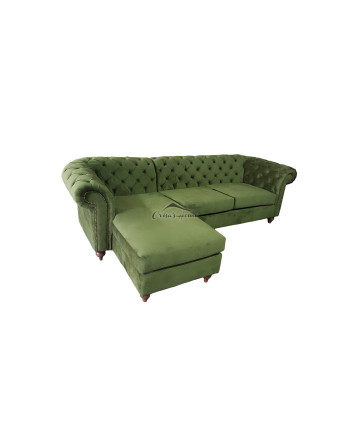 Canapea fixa cu sezlong Chesterfield